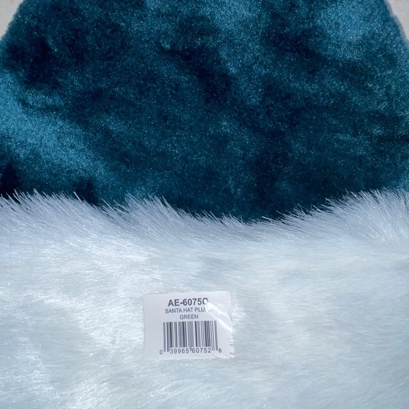 ADULT SANTA VELVET PLUSH GREEN HAT CHRISTMAS COSTUME ACCESSORY AE6075 - Picture 2 of 2